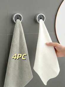 1/2/4个装创意自粘毛巾挂钩，壁挂式按压毛巾架，适用于浴室和厨房，免钻孔硅胶夹持架，现代无钉家居收纳架，1套 - 彩色 - 查看 13