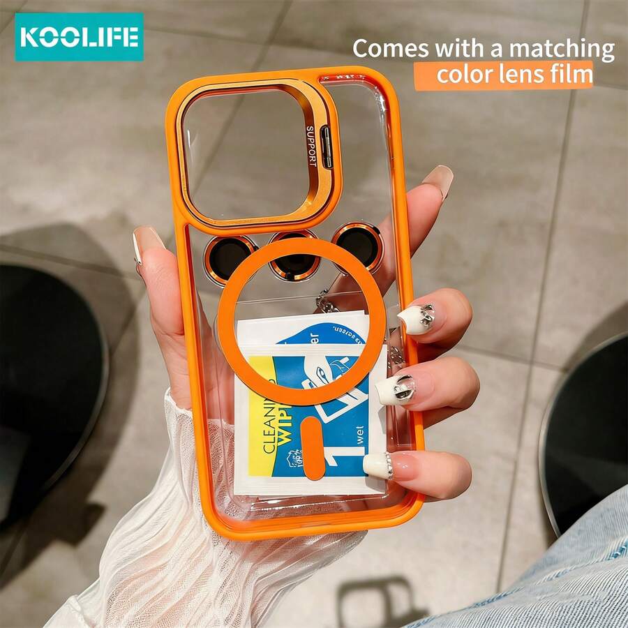 Koolife 1件裝頂級超強保護 MagSafe 無線充電手機殼,高透明 PC 背板還原原色,內建鷹眼玻璃鏡頭框與支架,全包覆 2 合 1 設計,防水、防摔、防震、防刮,適用於 iPhone 18 Pro/18 Pro Max/17 Pro Max/17/17 Pro/17 Air/16/16 Pro/16 Plus/16 Pro Max/12/13/14/15 Pro/Plus/Pro Max - 橘色 - 查看 1
