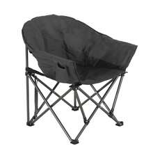 Oversized Padded Camping Chair, Folding Portable Outdoor Club Chair With Cup Holder & Adjustable Backrest, Heavy Duty Steel Frame Supports 350 LBS, Comfortable Lounge Chair With Carry Bag For Camping, Fishing, Lawn, Patio, Indoor Use - 黑色 - 查看 2