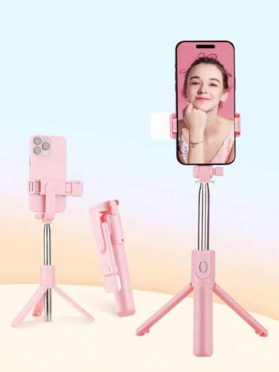 1 pieza Palo de selfie extensible con control remoto inalámbrico, soporte de teléfono ligero y giratorio 360° apto para transmisión en vivo, viajes, vlogging y uso al aire libre