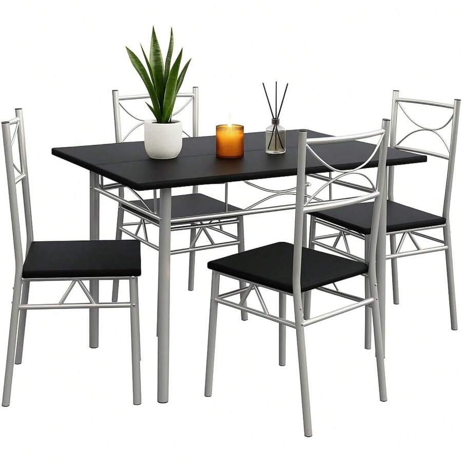 5 Piece Dining Table And Chairs Set 4 | Dining Table & Dining Chairs Set Of 4 - Black - View 1