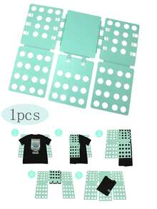 1pc Shirt Folding Board, One-Handed Operation Laundry Folding Tool, Suitable For Organizing Closet, Fits All Clothing Folding Device - Mint Green - View 1
