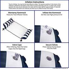 Aqua 4-in-1 Original Monterey Hammock XL Pool Float and Hammock - Multi-Purpose Inflatable Pool Floats for Adults - Patented Thick Non-Stick PVC Material Navy/White Stripe - Hamaca XL azul marinoblanco a rayas - Ver 6