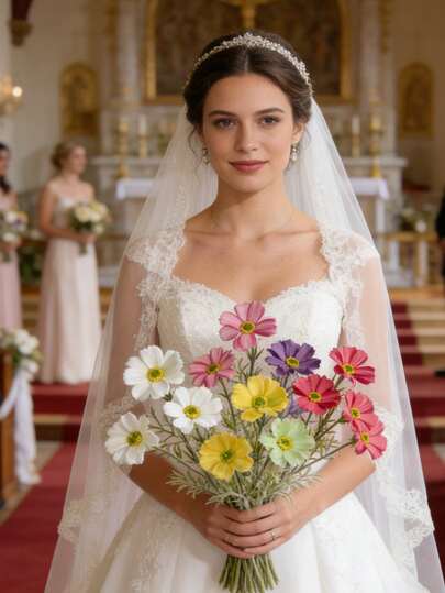 1pc Artificial Chrysanthemum & Cosmos Flowers, Suitable For Home Decor, Office, Bedroom, Living Room, Party, Garden, Balcony, Railing, Yard, Photography, Birthday Gift, Etc. Perfect Artificial Flower Decoration For Spring/Summer Seasons Like Mother's Day, Easter, St. Patrick's Day, Wedding Season.