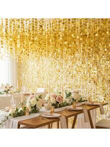 100cm/39.37in Gold/Silver Shiny PVC Sequin Curtain, Suitable For Wedding Arch Backdrop, Room Divider, Creating Dreamy Wedding Atmosphere, Home Holiday Party And Wedding Decoration - Multicolor - View 6