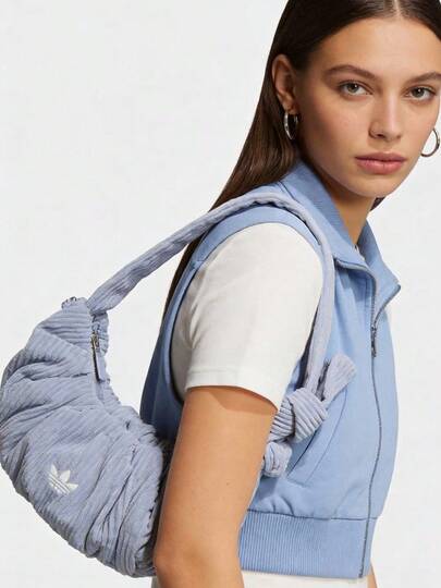  Adidas Originals 1.6L Sporty Versatile Pleated Design Shoulder Bag/Cloud Bag/Small Size Women's Blue