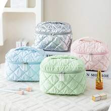 High-Quality Ins-Style Feather Down Cosmetic Bag, Large Capacity Travel Makeup Organizer With Elegant Design For Women - Multicolor - View 5