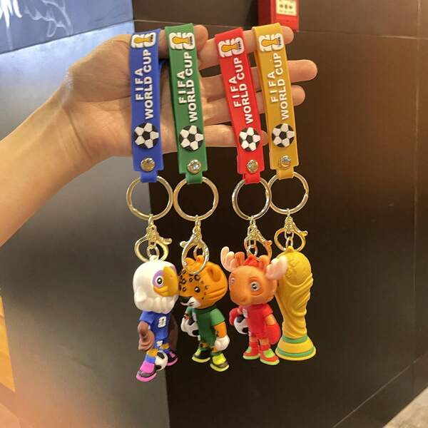 FIFA World Cup Creative Football Event Keychain, Classic Mascot And Trophy Design, Atmosphere Accessory, Holiday Surprise Creative Small Gift, Football Fan Theme Party Souvenir, Also Suitable For Gift Packing