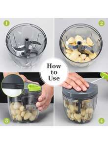 Máy xay thịt, thái lát, gọt vỏ, ép tỏi, xay rau củ, băm ớt và hành tây bằng tay, dung tích 600/1000ml, dụng cụ nấu ăn đa năng, thích hợp cho gia đình và xe RV. - Nhiều màu - Xem 7