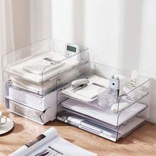 2/4 Packs A4 Size Clear Letter Trays - Stackable Paper Organizer, Desktop Organizer For Office - Desktop Storage Rack Document Organizer For File, Book, Newspaper And Magazine, Storage Compartments - Back To School Supplies - View 2