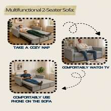 SOFÁ CAMA CONVERTIBLE DE TERCIOPELO PARA 2 PERSONAS – SOFÁ CAMA EXTRAÍBLE GRIS CON BOLSILLO LATERAL, DISEÑO COMPACTO PARA ESPACIOS PEQUEÑOS, APARTAMENTOS, HABITACIONES DE INVITADOS - 1 - Ver 8