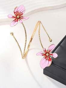 1件朋克风夸张合金金属多色珐琅花朵手链，时尚清新，持久耐用的彩色花朵臂环，适合女性日常佩戴、各种节日、母亲节礼物、社交、派对、活动、海滩、度假等场合（由于手工制作，花朵珐琅颜色可能略有不同，并可能出现掉色、染色或转移现象）。 - 粉色 - 查看 4