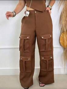 Women's Cargo Pants With Zipper - Fashion  - Fall 2026 - 鏽棕色 - 查看 2