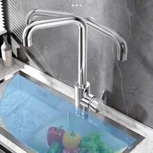 Brass Kitchen Faucet, Cold And Hot Water Tap, Splash-Proof For Sink, Universal Fit - Nickel - View 5