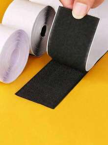 2 Rolls/Set Strong Adhesive 1M Hook And Loop Tape, Includes 1 Roll Hook And 1 Roll Loop, Self-Adhesive Minimalist Nylon Hook And Loop, Suitable For Sofa Cushions, Curtains, Screens, Car Mats, Carpets, Black And White Colors - Multicolor - View 1