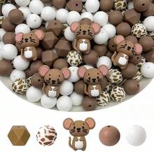 25pcs Animal Shaped Silicone Bead Set, Perfectly Fit For DIY Keychain, Bracelet And Pen Decor | Colorful Variety, Keychain Accessories | Smooth Surface Beads, Beads And Combination Accessories - Multicolor - View 1