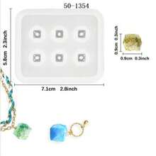 1个/4个树脂首饰硅胶模具，水晶环氧树脂珠子模具，圆形、菱形、方形、椭圆形、长方形，手链串珠环氧树脂硅胶模具，带孔宝石首饰制作环氧树脂模具，适用于耳环、吊坠、手链和项链 - 白色 - 查看 25
