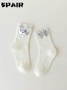 1/5双 3D立体花朵荷叶边公主女婴袜子 - 彩色 - 查看 5