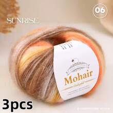 3 Packs, Small Fluffy Clouds, Ombre Mohair, Cotton Candy Mohair Blend Yarn, For Knitting Shawls, Vests, Cardigans, Etc. - Small Cloud Clusters *3 - View 17