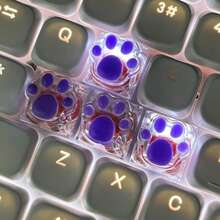 4pcsPersonalized Glue-On Transparent And Translucent Nail Art Featuring Cute Cat Paw Keys, Cartoon Office Cross Shaft Mechanical Keycaps, DIY. - View 18