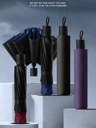 1pc Extra Large Manual Dual-Use Umbrella - Sturdy Reinforced - 2-Person Black Rubber Parasol - Oversized