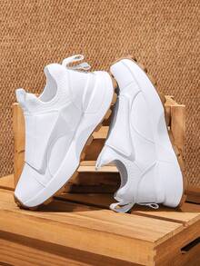Giày thể thao unisex thoáng khí, kiểu dáng casual, đế dày, thích hợp cho nam và nữ. - trắng - Xem 5
