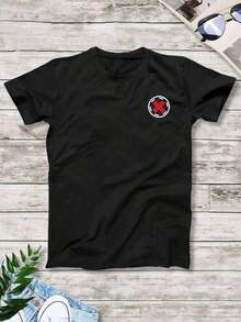 Camiseta estampada tropical para hombre - Negro - Ver 2