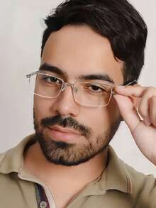 1 PC Men's Half Frame Rectangle Glasses Frame Lightweight And Durable Copper Frame Wear Without Pressure Suitable For Business Office With Glasses Box - Multicolor - View 3