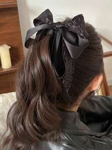 1 chiếc kẹp tóc hình nơ nhiều lớp bằng ruy băng satin bóng, phụ kiện tóc thời trang và thanh lịch dành cho nữ, phù hợp cho nhiều dịp, trường học, ngày lễ tình nhân, kẹp tóc càng cua, kẹp tóc cài đầu, đồ dùng học tập, đại học, nơ, dễ thương, phụ kiện tóc, phụ kiện đội đầu, phụ kiện tóc cho nữ, ghim cài tóc - màu đen - Xem 13