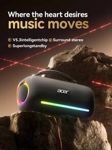 Acer OSK252 无线蓝牙扬声器，户外便携式，低音强劲，双扬声器，通话麦克风，桌面扬声器，4000mAh 电池，可长时间播放，兼容卡/USB/AUX 3.5 毫米音频输入，适用于智能手机/平板电脑/电脑 - 均碼 - 查看 2