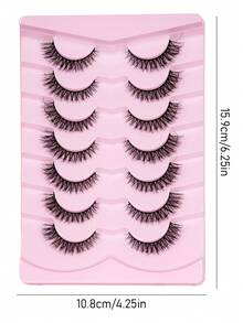 7 Pairs Natural Cat Eye Lashes, Thick & Long, 3D Lashes, Reusable, Soft & Lightweight, Mink-Like Lash Strips For Alluring Eye Makeup - Black - View 6