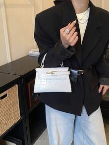 Niche High-End Elegant Crocodile Grain Handbag, New Spring/Summer Luxury Fashion Versatile Shoulder & Crossbody Bag - White - View 3