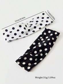 2pcs/Set Black & White Women's Fashion Polka Dot Print Soft Non-Slip Headband, Elastic Yoga Sports Headband Hair Accessories, Versatile For Daily Wear Vacation Hair Band - Nhiều màu 16 - Xem 5