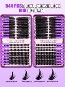 1 Set Eyelash Extension Kit, Includes Multi-Function Lash Book With 10-100D Fluffy Dense Lash Clusters, Multi-Function Brush, Tweezers And Professional Makeup Tools To Create Beautiful Spiky Lashes And Cartoon Lashes - Purple - View 7