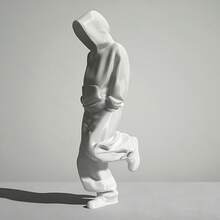 1 Set Black & White Faceless Thinker Figurine, Plastic Decor, Perfect For Computer Desk, Entryway, Great Gift For Collectors Of Abstract Virtual Human Figures - Multicolor - View 3