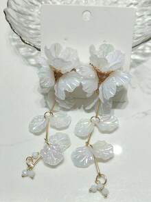 1 Pair Fashionable Women's Elegant Acrylic Flower Drop Earrings, Versatile Suitable For Vacation Wear - Multicolor - View 6