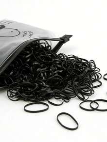 1000pcs Disposable Practical Minimalist Small Hair Ties, Suitable For Girls, Bird Bag - Black - View 4