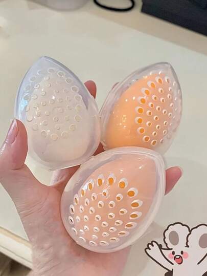 Hộp đựng bông trang điểm độc lập, hộp đựng bông trang điểm bằng nhựa bền chắc, di động (màu ngẫu nhiên)