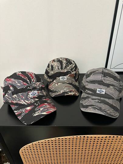 2026款美国迷彩弯檐布贴棒球帽，男女通用街头风户外露营工作服多功能五片帽