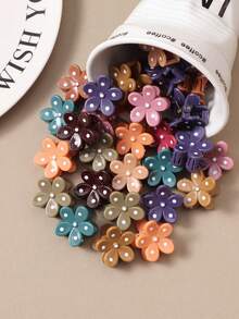 20pcs Muted Polka Dot Flower Mini Hair Clips, Bohemian Princess Style Bangs Clips, Front Hair Clips For Women - Multicolor - View 3