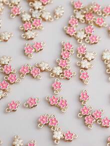 10/20/50/100个镀金双层花朵蝴蝶结吊坠，DIY项链手链耳环首饰配件 - 彩色 - 查看 34