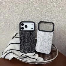 1个豹纹金色元素银色PU皮革图案经典防摔软壳手机壳，兼容苹果17Pro/17/Air/17Promax/11/12/13/14/12 Pro Max/16 Pro/15系列，镜头保护，节日礼物 - 彩色 - 查看 2