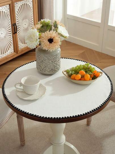 1 Piece Retro Hand-Woven Shell Edge Polyester Linen Blend Round Table Mat / Placemat, Boho Style - Ideal For Kitchen Table, Coffee Table, TV Stand, Decorative Display, Candle Holder, Home Decor, Family Gatherings, Holiday Decor, Indoor & Outdoor Desk, Side Table, Vanity, Weddings And More