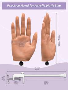 Veikmv Acrylic Nail Practice Hand, With Soft Silicone Rubber Fake Hand For Acrylic Nail & Gel Nail Practice, Beginner Set With Nail Brush And File Included - Apricot - View 4