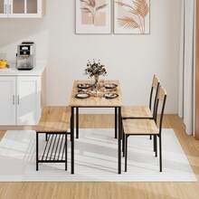 Dining Table And Chairs Set 4, Breakfast Dining Table And 4 Chairs 5 Piece Dining Room Set - Oak - View 7