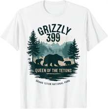 Queen Of The Tetons Grizzly 399 Bear Lovers National Park T-Shirt - 黑色 - 查看 6