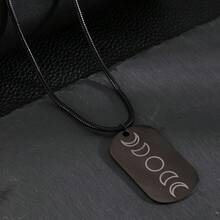 1 chiếc dây chuyền mặt dây chuyền dài bằng thép không gỉ màu đen kiểu quân đội có biểu tượng mặt trăng, cá nhân hóa và không phai màu, dành cho nam giới, có thể dùng kèm áo len hoặc làm phụ kiện thường ngày. - màu đen - Xem 10