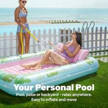 Sloosh XL Inflatable Tanning Pool Lounger Float for Adults 85" x 57"  Large Suntan Tub Pool Floats Sun Tan Tub Ice Bath Tub Tanning Bed Blow up Pool Raft Lounge Floatie XL-Cyan Pink - Verde y rosa - Ver 3