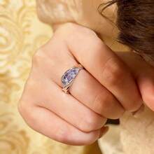 1 pieza Anillo de plata S925 con diseño de labios con nudo púrpura y circonita sintética, banda ajustable y abierta, joyería elegante y grácil para uso diario de mujeres - Plateado - Ver 6