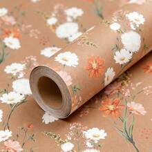 1 Roll Large Floral Wrapping Paper | 43cm X 300cm (17in X 118in) - Ideal For Valentine's Day, Weddings, Birthdays, Gifts, Holidays And Celebrations - Versatile Design, Soft Paper - A - View 2